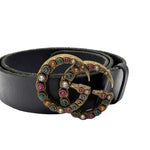 Load image into Gallery viewer, Gucci Leather Rhinestone Buckle Belt (Pre-owned)
