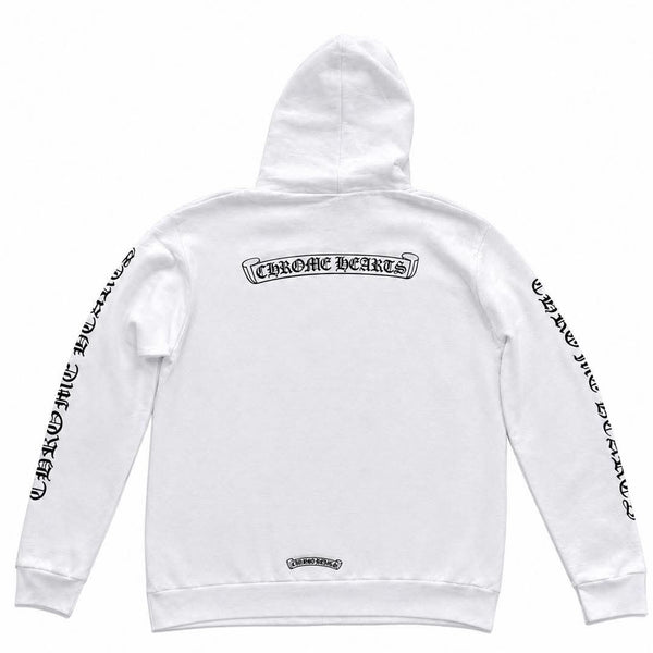 Chrome Hearts  White Scroll Label Zip Up Hoodie