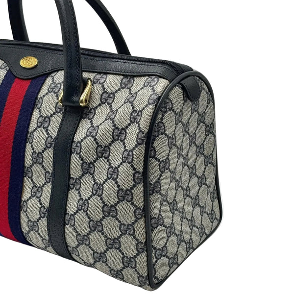 Gucci Monogram Vintage Web Boston Navy (Pre-owned) JDTWJ44