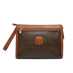Load image into Gallery viewer, Celine Vintage Pouch Brown Monogram Canvas and Natural Leather (Pre-owned)
