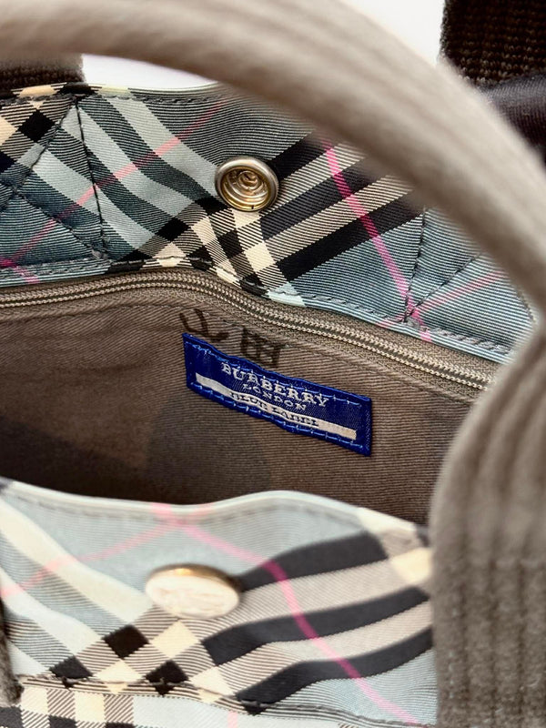 Burberry Blue Label Nova Check Mini Tote Bag in Light Bue Canvas (preowned)