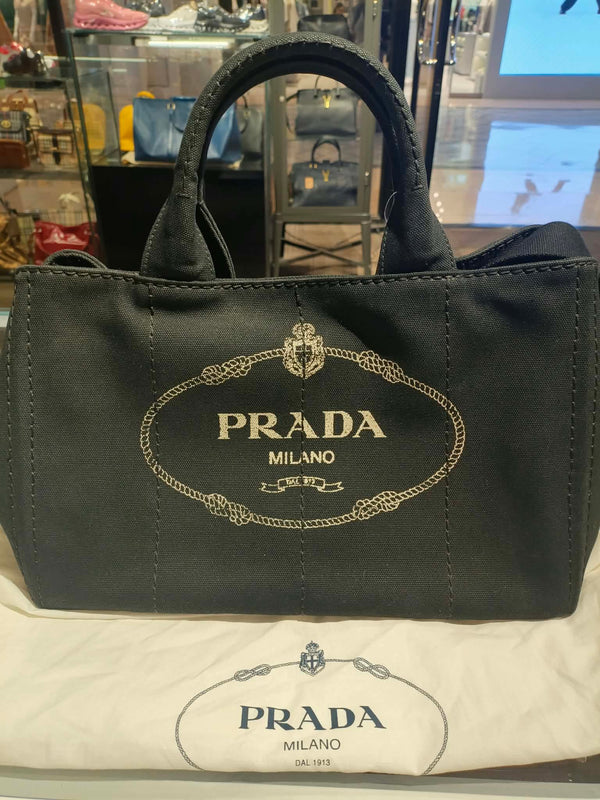 Prada Small Canapa Logo-Print Tote Bag (Like new)