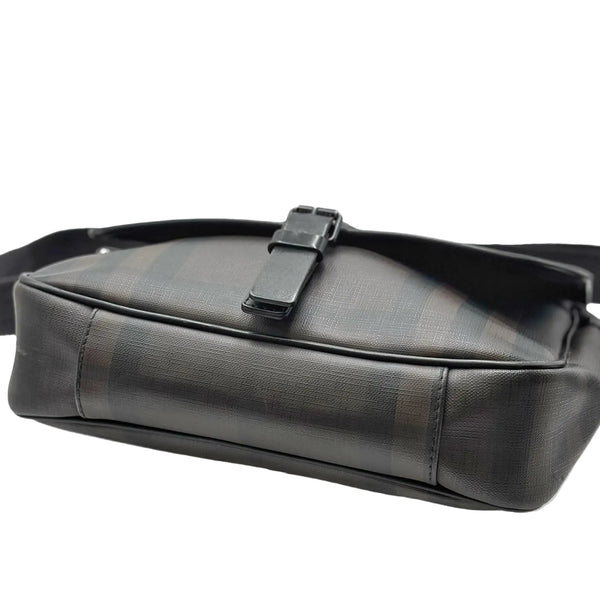 Burberry Black/Brown Check Coated Canvas Messenger Bag (Pre-owned)