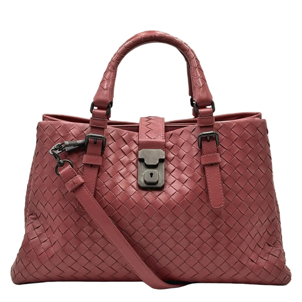 Bottega Veneta Nappa Intrecciato Medium Roma Tote Red (Pre-owned) G7W893K