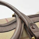 Load image into Gallery viewer, Burberry Check Boston Bag Travel Khaki Brown Canvas Leather (Pre-owned)
