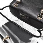 Load image into Gallery viewer, Chanel Black Quilted Crumpled Leather &amp; Transparent PVC Vanity Flap Backpack Bag
