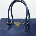 Load image into Gallery viewer, Prada Blue Saffiano Lux Leather Magentic Closure Tote (Pre-owned) MMVQ39B
