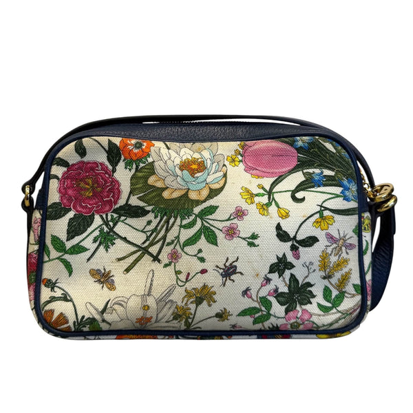 Gucci Blue Multicolor Flora Canvas Small Crossbody Bag (Pre-owned)