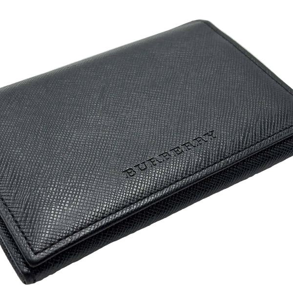 Burberry Black Leather Card Holder Wallet Nova Check Lining Slim (Like new)