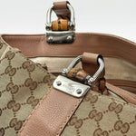 Load image into Gallery viewer, Gucci 2016-2025 Medium GG Canvas Bamboo Libeccio Tote Bag (Pre-owned)
