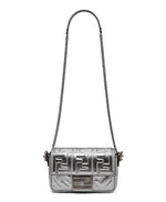 Load image into Gallery viewer, Fendi Midi Baguette Chain Bag Zucca Embossed Leather Silver (Pre-owned) C4DTW7W
