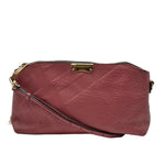 Load image into Gallery viewer, Burberry Red Signature Grain Check Embossed Leather Peyton Crossbody Bag (Pre-owned) 6YWG7K4
