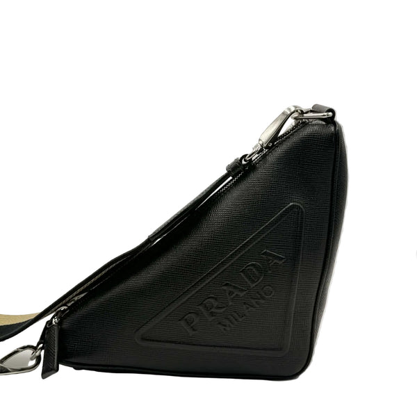 Prada Black Saffiano Triangle Logo Crossbody (Pre-owned) MVQ4Y6Q