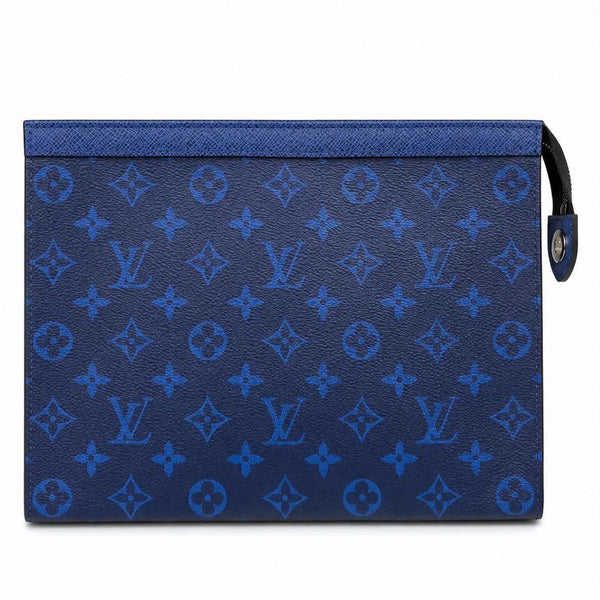 Louis Vuitton Pochette Voyage Monogram Eclipse Taiga Leather MM Pacific Blue (Brandnew) HQHY8R4