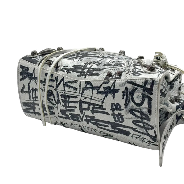 Balenciaga Agneau Arena Graffiti Neo Cagole City Handbag XS White Black (Pre-owned) MRYRG23