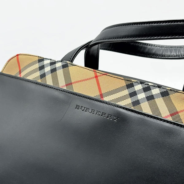 Burberry Nova Check Hand Bag Leather Nylon (Like new)