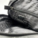 Load image into Gallery viewer, Prada Nylon Handbag Black Silver Triangle Logo (Pre-owned)
