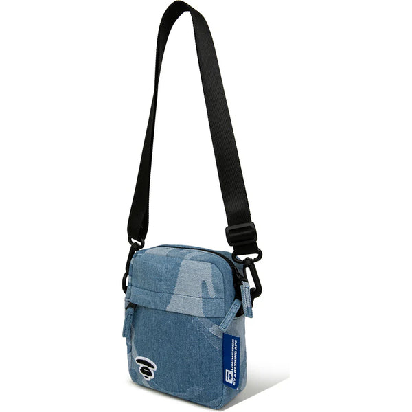 AAPE MOONFACE EMBROIDERED CAMO DENIM POUCH BAG