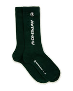 Load image into Gallery viewer, AAPENOW Moonface Logo Socks Dark Green
