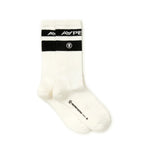 Load image into Gallery viewer, AAPENOW Logo Striped Crew Socks Ivory
