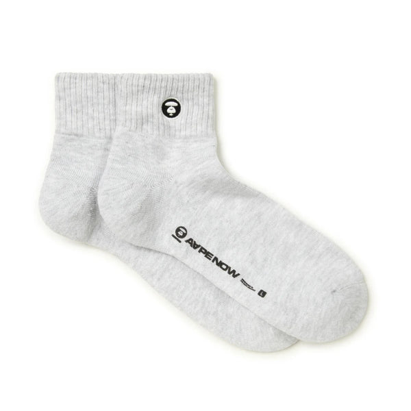 AAPE Moonface Embroidered Ankle Socks White Heather