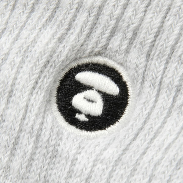 AAPE Moonface Embroidered Ankle Socks White Heather