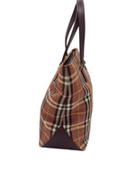 Load image into Gallery viewer, Burberry Blue Label Nova Check Mini Tote Bag with Brown Leather Trim (Like new)
