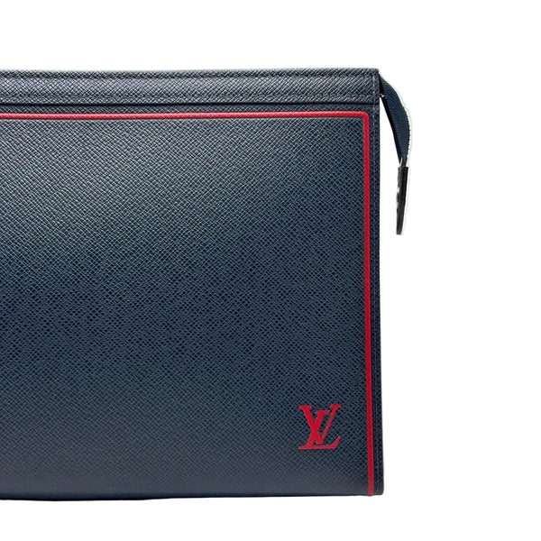 Louis Vuitton Taiga Pochette Voyage Pouch Red Multiple Colors Navy Blue Leather (Like new) CVMG4B2