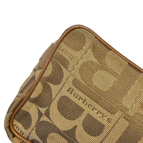 Burberry [B] Logo Canvas/Leather Clutch Bag With Gold Hardware (Pre-owned)