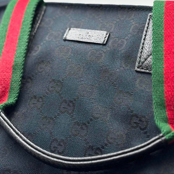 Gucci GG Canvas Sherry Line Tote Bag Handbag black (Pre-owned) 4DV889J