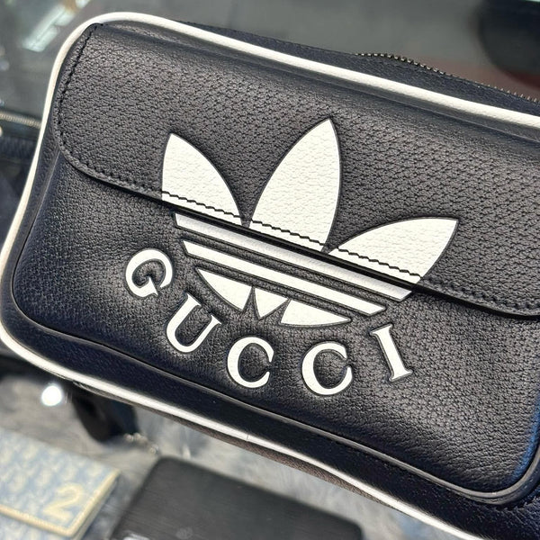 Gucci x Adidas Textured Dollar Calfskin Belt Bag Black (Pre-owned)