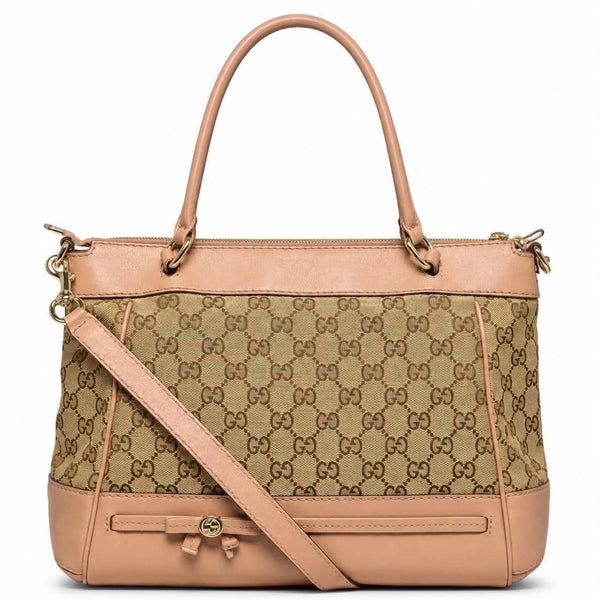 GucciGG Canvas Hand Bag 2way Beige Pink (Pre-owned) Q7VWXCT