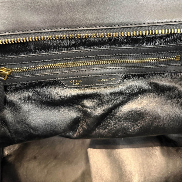 Celine Black/Green Calfskin Leather Mini Luggage Tote Bag (Pre-owned)