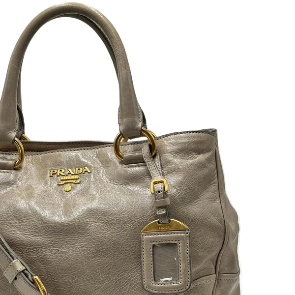 Prada Beige Vitello Shine Leather Tote (Pre-owned) VCGRMV2