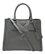 Load image into Gallery viewer, Prada 2015-2026 Medium Bicolor Saffiano Lux Galleria Satchel Grey (Like new) 8D976YD
