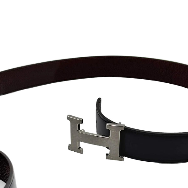 Hermes H Buckle Reversible Belt 32 Brown Black Leather T95 Belt (Brandnew)