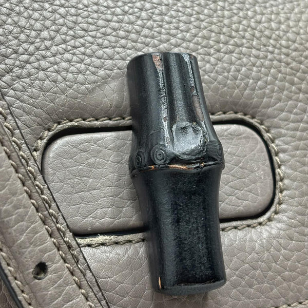 Gucci Cellarius Calfskin Medium Bamboo Daily Top Handle Bag Storm Grey (Pre-owned) 3R2BHMB