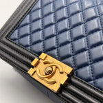 Load image into Gallery viewer, Chanel Bicolor Boy Flap Bag Quilted Lambskin (Like new) B69319.1273
