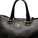 Load image into Gallery viewer, Prada Black Vitello Daino Leather Shopping Tote Bag (Pre-owned) WDJT42T
