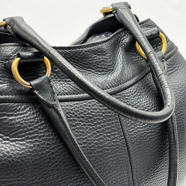 Prada Black Vitello Daino Leather Tote Bag (Pre-owned) 43RRTJC