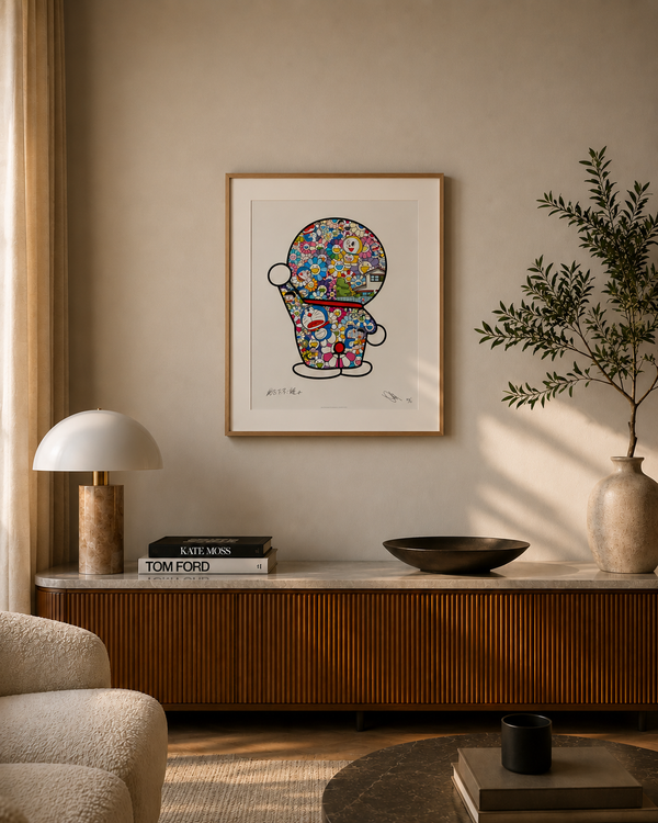 Takashi Murakami, Fujiko Fujio, Kaikai Kiki,Doraemon in the Field of Flowers (Framed) ed1000