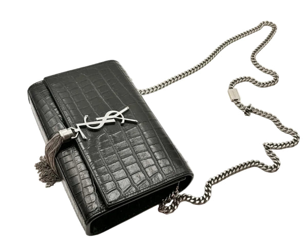 Saint Laurent Kate Tassel Chain Bag Small Croc-Embossed (Like new)