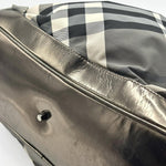 Load image into Gallery viewer, Burberry Metallic Grey Beat Check Nylon and Leather Shoulder Bag (Pre-owned)
