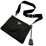 Load image into Gallery viewer, Prada Re-Nylon &amp; Saffiano Leather Pouch Black (Like new) T7XHY8T
