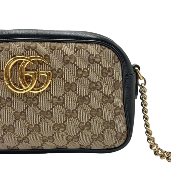 Gucci Beige/Ebony GG Diagonal Quilted Canvas Marmont Small Camera Bag (Like new) VM8BD27
