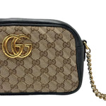 Load image into Gallery viewer, Gucci Beige/Ebony GG Diagonal Quilted Canvas Marmont Small Camera Bag (Like new) VM8BD27

