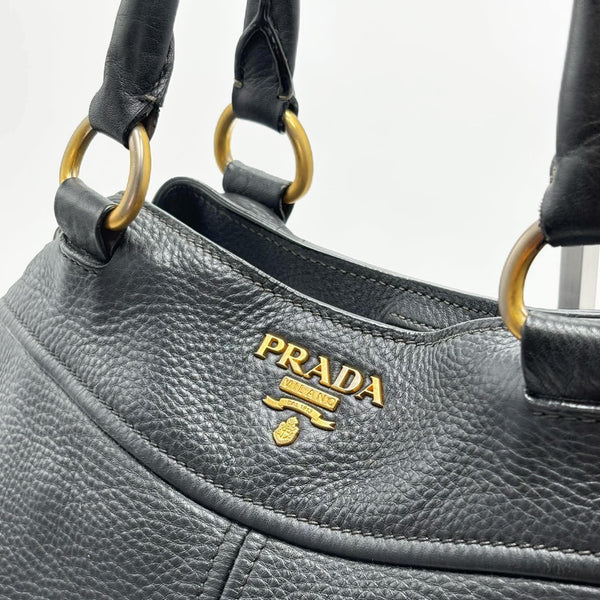 Prada Black Vitello Daino Leather Tote Bag (Pre-owned) 43RRTJC
