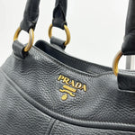 Load image into Gallery viewer, Prada Black Vitello Daino Leather Tote Bag (Pre-owned) 43RRTJC
