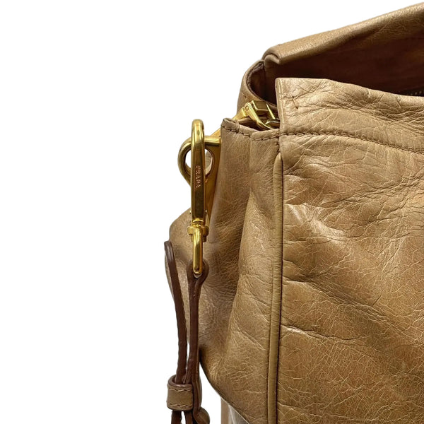 Prada Vitello Shine Leather Shoulder Bag (Pre-owned) WXXHCR7