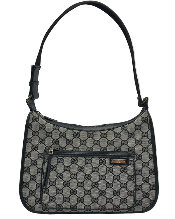Gucci GG Canvas Hobo Leather Shoulder Bag (Pre-owned) K44VJ32